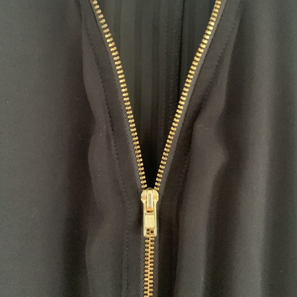 Lightly worn Black Guess blouse. Gold blouse with sheer cross cross back. - Picture 3 of 5
